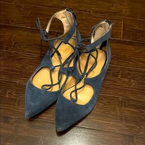 Women's Blue Lace-Up Flats